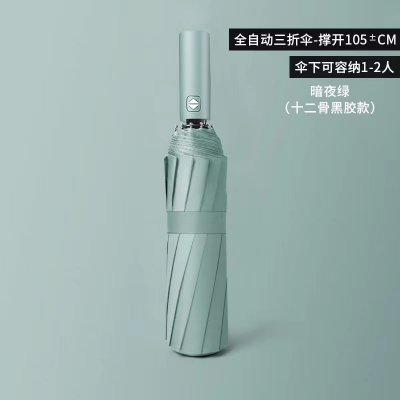 訂制全自動三折黑膠晴雨傘